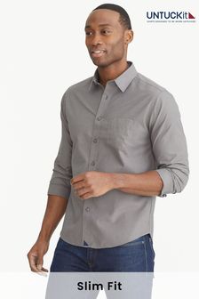אפור - Untuckit Wrinkle-free Slim Fit Sangiovese Shirt (659298) | ‏402 ‏₪
