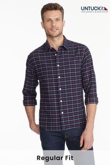 Niebieski - Untuckit Flannel Regular Fit Bozeman Shirt (659420) | 475 zł