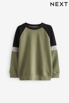 Zielony khaki - Średniej grubości raglanowy top dresowy z długim rękawem (3-16 lat) (660191) | 52 zł - 77 zł
