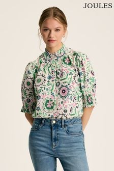 Joules Elle Green/Pink Frill Blouse (661327) | €64