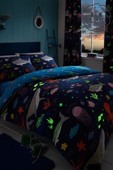 Bedlam Blue Glow In The Dark Sea Life Duvet Cover and Pillowcase Set (661490) | €24 - €32