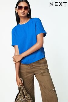 Blue Summer T-Shirt With Linen (661598) | 95 zł