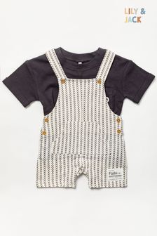 Lily & Jack Cream T-Shirt and Dungaree Outfit Set (661779) | ₪ 112