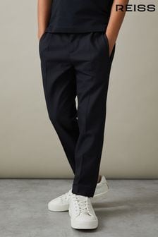 Navy - Reiss Brighton Relaxed Elasticated Trousers With Turn-ups (661870) | kr770
