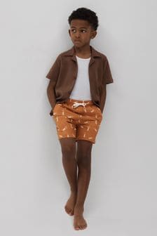Оранжевый/белый - Пляжные шорты с принтом рептилий Reiss Cammy (661884) | €37