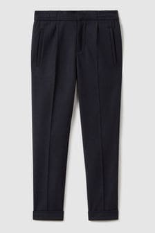 Reiss Navy Brighton Teen Relaxed Elasticated Trousers with Turn-Ups (661903) | €72