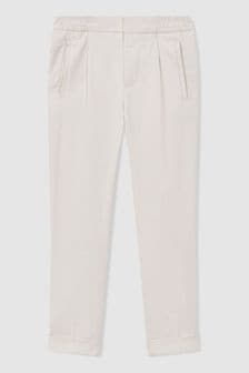 Reiss Ecru Brighton Teen Relaxed Elasticated Trousers with Turn-Ups (661915) | Kč2,070