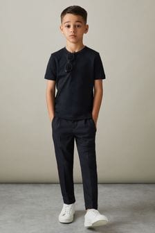Reiss Navy Brighton Junior Relaxed Elasticated Trousers with Turn-Ups (661938) | 291 SAR