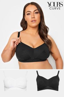 Yours Curve Black Non Wire Soft Cotton Bra 2-Pack (662933) | LEI 221