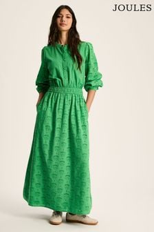 Joules Cassie Green Broderie Maxi Dress (663088) | kr1,168