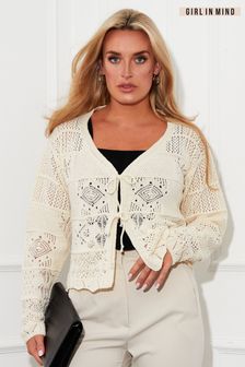 Girl In Mind Cream Kiera Crochet Detail Cardigan (663130) | ₪ 126