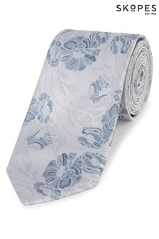 Skopes Krawatte und quadratisches Einstecktuch aus Seide mit Blumenmuster, Blau/Silber (663218) | 46 €
