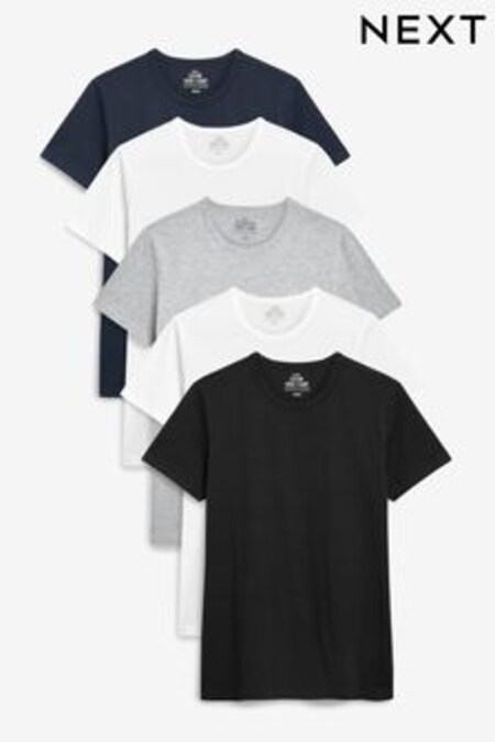 Čierna, mramorovaná sivá, biela, tmavomodrá - 5-balenie tričiek (663537) | €37