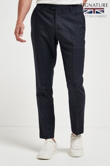 Navy Trousers Signature Check Slim Fit Suit: Jacket (663945) | €24