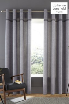 Catherine Lansfield Grey Melville Woven Texture Eyelet Curtains (664163) | AED111 - AED277