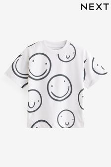 White/Black All-Over Print Short Sleeve T-Shirt (3mths-7yrs) (664555) | OMR2 - OMR3