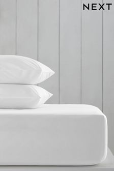 Spannbetttuch mit hohem Baumwollanteil für hohe Matratzen, Weiß