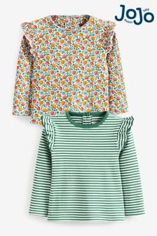 Russet蘋果 - Jojo Mom Baby 2-pack 印花和條紋褶邊上衣 (665193) | NT$910