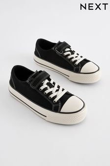 Black 1 Strap Elastic Lace Trainers (665360) | KRW38,400 - KRW53,400