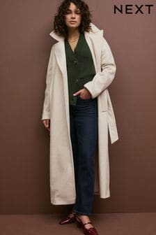 White Long Belted Coat (665368) | OMR26