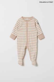Polarn O Pyret Brown Organic Cotton Striped Sleepsuit