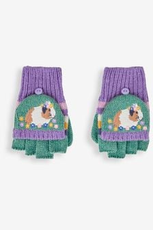 JoJo Maman Bébé Green Girls' Guinea Pig Striped Gloves (665975) | HK$159