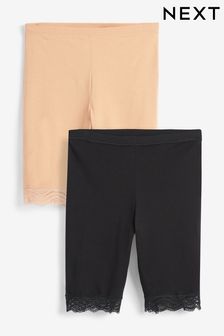 Black/Nude Cotton Blend Anti-Chafe Shorts Two Pack (666199) | ₪ 64
