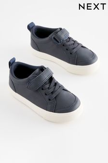 Navy Blue Wide Fit (G) Touch Fastening Elastic Lace Shoes (666369) | SGD 26 - SGD 34