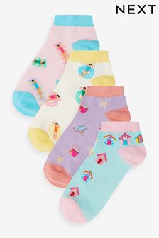 Escena de playa en tonos pastel - Pack de 4 calcetines de deporte invisibles (666518) | 12 €