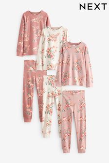 Pink/Blue/Ecru Cream Floral Pyjamas 3 Pack (9mths-16yrs) (666616) | $61 - $83