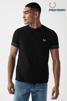 Schwarz - Fred Perry Piqué-T-Shirt mit Zierstreifen an den Ärmeln (667440) | 91 €