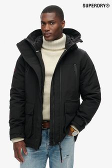 Mens black superdry coat clearance
