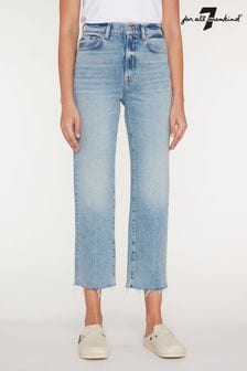 7 For All Mankind Logan Stovepipe Cropped-Jeans in Straight Fit mit offenem Saum (668276) | 153 €