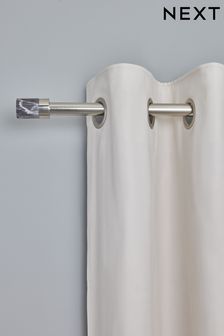 Brushed Silver Marble Finial Extendable Curtain Pole Kit (668679) | €53 - €72