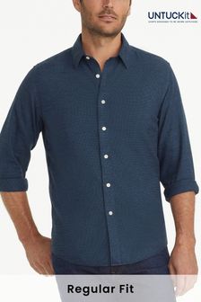 Niebieski z motywem światła - Untuckit Wrinkle-free Regular Fit Veneto Shirt (669057) | 505 zł
