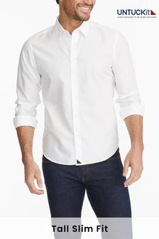 Biały/niebieski - Untuckit Wrinkle-free Relaxed Fit Las Cases Shirt (669082) | 505 zł