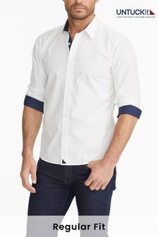 Biały/niebieski - Untuckit Wrinkle-free Relaxed Fit Las Cases Special Shirt (669153) | 505 zł