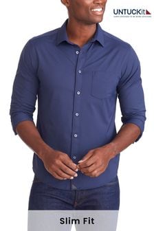 Navy KÉK - Untuckit Wrinkle-free Performance Relaxed Fit Gironde Shirt (669194) | 36 200 Ft