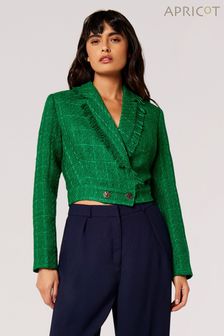 Apricot Green Fringed Cropped Blazer (669332) | $116