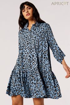 Apricot Blue Leopard Tiered Swing Shirt Dress (669336) | $69