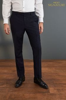 Navy Check Slim Fit Signature Angelico 100% Wool Suit: Trousers (669437) | €34