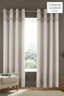 Catherine Lansfield Natural Melville Woven Texture Eyelet Curtains (669799) | €28 - €68