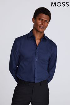 MOSS Regular Fit Blue Stretch Shirt (669829) | AED194