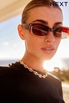 Brown Slim Rectangle Sunglasses (670297) | SGD 17