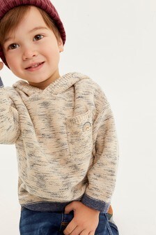 Sweat à capuche oversize rayé en maille (3 mois - 7 ans)
