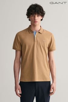 Warmes Khakigrün - GANT Poloshirt mit Kragen in Kontrastfarbe (670948) | 133 €