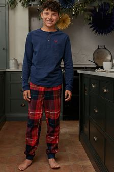 Kariert, rot/marineblau - Teenager Weihnachtlich karierter Pyjama aus Baumwolle (Familienkollektion), Rot/Marineblau (3-16yrs) (3-16yrs) (670951) | 17 € - 23 €