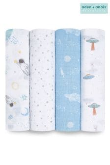 Bleu clair - Lot de 4 couvertures Aden + Anais Essentiels en mousseline de coton (671260) | €41