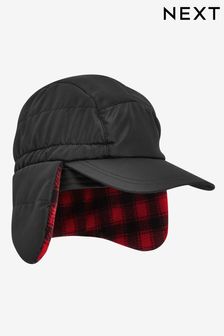黑色附方格圖案襯裡 - 鋪毛飛行帽 (3-16歲) (671262) | NT$440 - NT$620