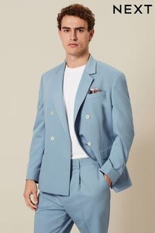 Light Blue Relaxed Fit Motion Flex Stretch Suit Jacket (671351) | SGD 140